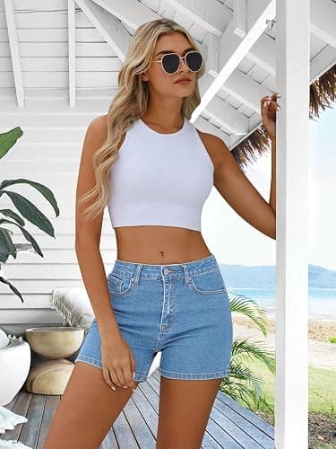 MixShe Jean Shorts for Women Mid-High Rise Denim Shorts Casual Straight Fit Summer Shorts thumbnail 3