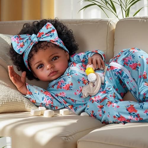 BABESIDE Lifelike Reborn Black Girl- 18-Inch Realistic Newborn Real Life Baby Dolls with Clothes and Toy Gift for Kids Age 3+ thumbnail 3