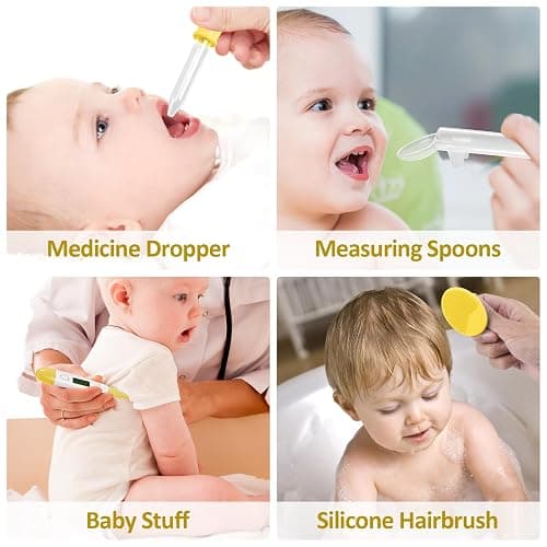 Baby Grooming Kit, Infant Safety Care Set with Hair Brush Comb Nail Clipper Nasal Aspirator,Baby Essentials Kit for Newborn Girls Boys (Yellow) thumbnail 5