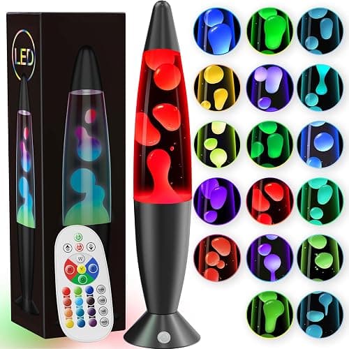 17 Colors LED Liquid Motion Lamps 13.5 Inch Color Changing Lamp Black Small Relax Night Light for Adults Kids Teens Sensory Mood Nightlight Mini Aesthetic Table Lamp for Bedroom, Retro Home Decor - Image 1