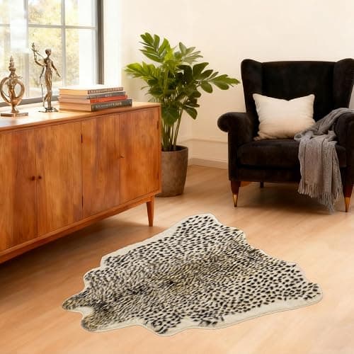 Mibathni Leopard Print Rug, Cheetah Rugs 3.3 x 3.1ft, Small Decor Carpet | Realistic Cheetah Print Rug, Faux Fur Cowhide Animal Skin Hide Leopard Area Rugs for Living Room Bedroom Office Hallway thumbnail 7