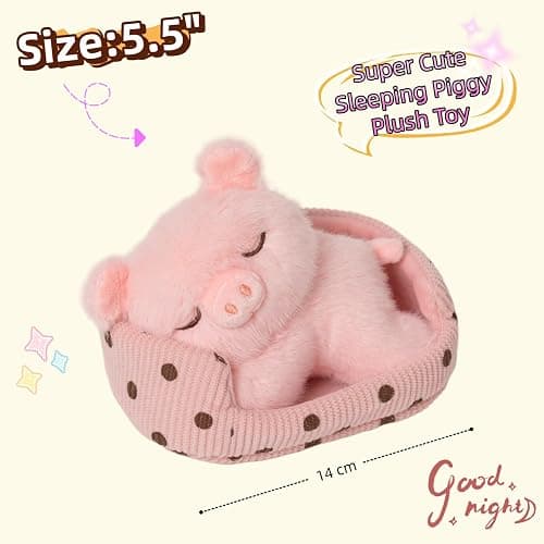 unsnurnoch 5.5" 2-in-1 Sleeping Pig Plush Toy Set, Cute Pink Pig Stuffed Animal with Nest, Soft Piggy Plush Doll for Kids Girls Boys, Kawaii Animal Present for Birthday Christmas Room Decor thumbnail 3