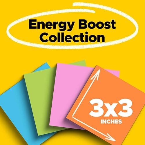 Post-it Super Sticky Notes, 24 Sticky Note Pads, 3 x 3 in., School Supplies, Office Products, Sticky Notes for Vertical Surfaces, Monitors, Walls and Windows, Energy Boost Collection thumbnail 3