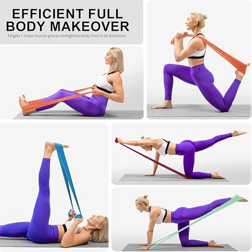 A AZURELIFE Resistance Bands,Professional Long Non-Latex Elastic Stretch Bands,Exercise Bands for Physical Therapy, Yoga, Pilates, Rehab, at-Home or The Gym Workouts, Strength Training thumbnail 7