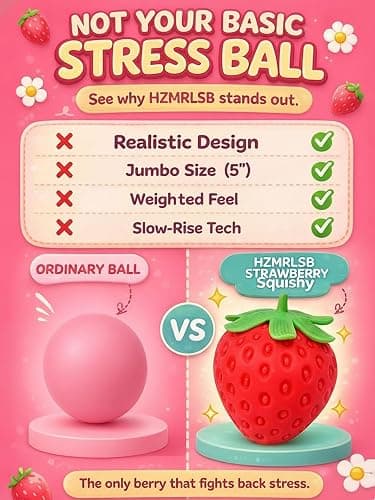 Squishy Squeeze Strawberry Giant Jumbo Big 5&4 Inch Slow Rising Stress Ball, Realistic Fruit Squeeze Toy for Relief, Adults Kids Sensory Fidget Strawberry Squishy Gifts Party Favor(RED+Pink) thumbnail 7