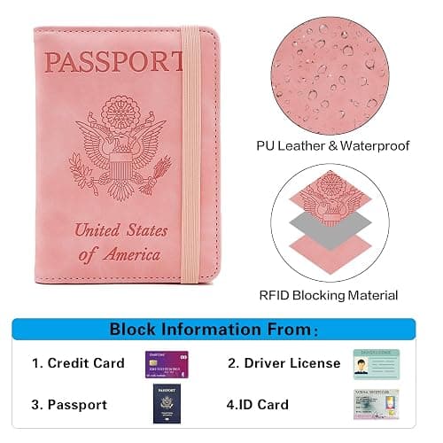 Melsbrinna Premium Leather Passport Holder Covers Case, Waterproof Rfid Blocking Travel Wallet Passport Holder with Pen Holder, Cute Passport Book for Women/Men thumbnail 5