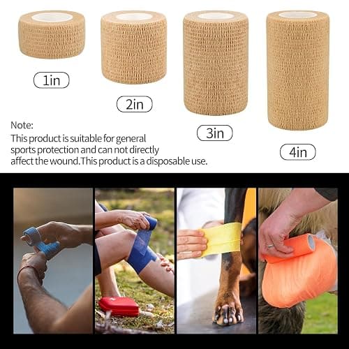 6pcs 2in Self Adhesive Bandage Wraps, Vet Wraps, 12 Colors to Choose, 5 Yard Self Adherent Wraps for Sports, Wrist, Ankle and Swelling thumbnail 2