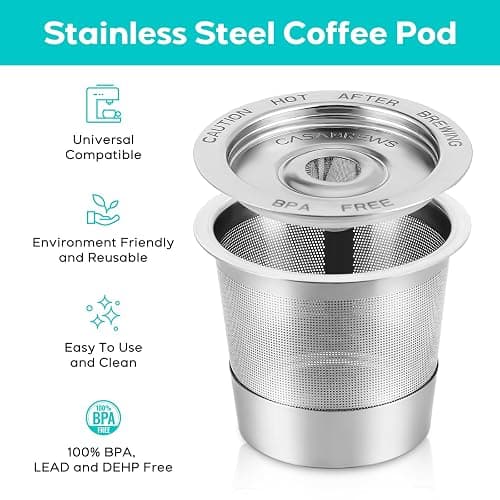 CASABREWS CASKF02 Reusable K Cup Filters, 2 Pack Stainless Steel Refillable Coffee Pods for Keurig 1.0 Brewers, Universal Fit, Eco-Friendly & BPA-Free thumbnail 4