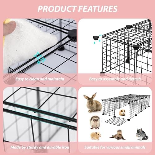 Guinea Pig Cages with Door and Top, 50x25x12inch Small Animal Cage, 20pcs Metal Grid Panels Small Animal Playpen, Expandable Cage for Guinea Pigs, Rabbits, Hamsters and Hedgehogs, Kitten thumbnail 5