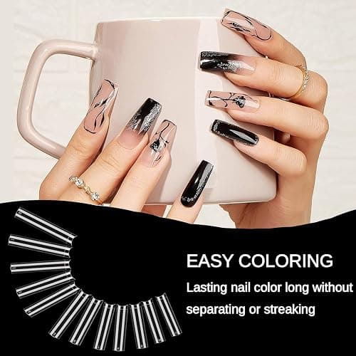 MtnLaur 240Pcs Long Square Nail Tips, Long Square Nails, 12 Sizes No C Clear Nail Tips, French Acrylic Straight Clear False Nail Extension for Beginner and Professional Home Salon DIY thumbnail 4
