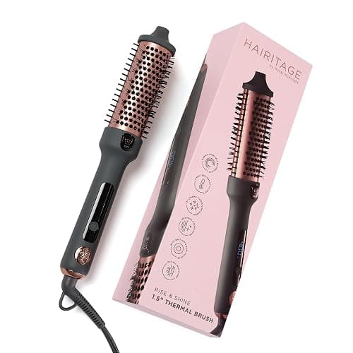 Hairitage Heated Curl Brush - 1.5 Inch Thermal Round Brush for Smooth & Frizz-Free Hair -10 Minute Blowout -Effortless Curls - Refresh Your Look - Ceramic Tourmaline Ion Technology - Up to 400 Degrees thumbnail 2
