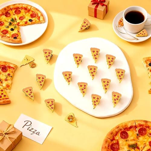 Tondiamo 48 Pcs Pizza Pin Bulk Food Slice of Pepperoni Heart Enamel Lapel Brooch Pizza Lover Bulletin Board Decorations Pin Gift for Summer Party Accessories thumbnail 6
