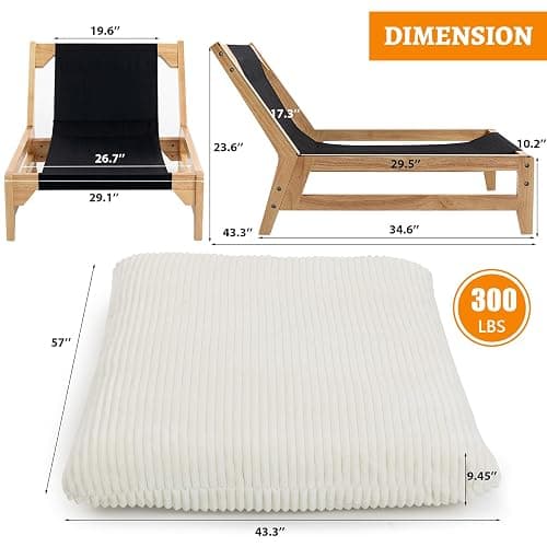 Oversized Comfy Reading Nook Chair with Frame for Adults (White) | Cloud Lounge Accent Chair for Bedroom Living Room|Giant|Corduroy|44 Inch thumbnail 2