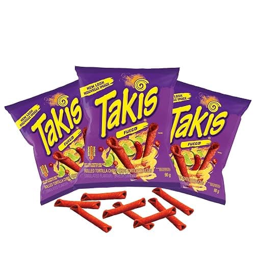 GroceriesRus TAKIS Fuego Spicy Chili Pepper and Lime Rolled Tortilla Chips (90g) (Pack of 3) - Image 1