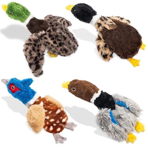 Calibonbon Dog Squeaky Toy Set – 4-Pack Durable Plush Duck, Pheasant, Goose for Small and Medium Dogs – Soft Bird Chew Toys with Crinkle Sound for Puppy Play, Interactive Training - Image 1