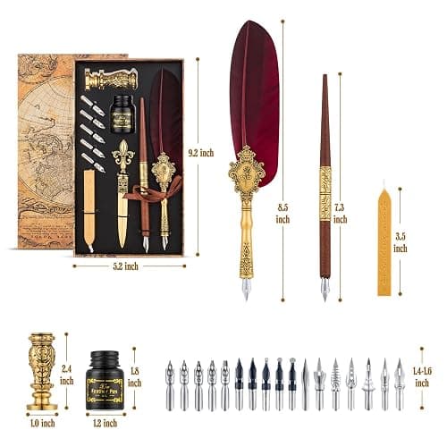 Hethrone Feather Pen and Ink Set - Quill Pens Calligraphy Pen Set Fountain Dip Pen thumbnail 3