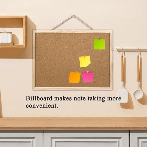 GDMINLO Cork Board Bulletin Board, 15.7"X 11.81" pin Boards for Walls, Oak Wood Finish Frame, Wall Mounted Cork Board for Office Home and School(Pins, Eye Bolts, gaskets, Screws) thumbnail 5