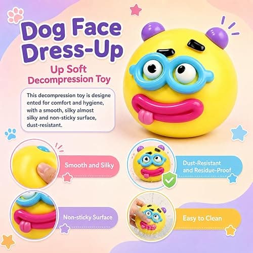 Curiosities Dog Face Swap Squishy Cute Slow Rise Relaxing Sensory Fidget Relief for Adults Anxiety Relief (Blue) thumbnail 4