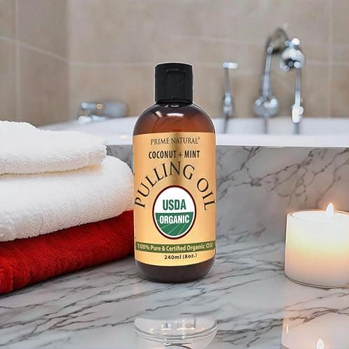 PRIME NATURAL Oil Pulling with Organic Coconut & Organic Peppermint Oil 8oz | Cocomint | Natural Oral Care & Teeth Whitening | Alcohol Free Mouthwash Freshens Breath, Healthier Teeth & Gums thumbnail 4