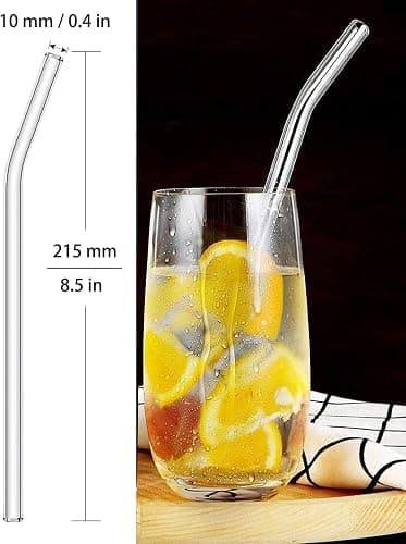 NINU 10 Pack Glass Straws, Reusable Clear Drinking Straws, Including 4 Straight and 4 Bent Straws and 2 Wide Smoothie Straws with 2 Cleaning Brushes thumbnail 4