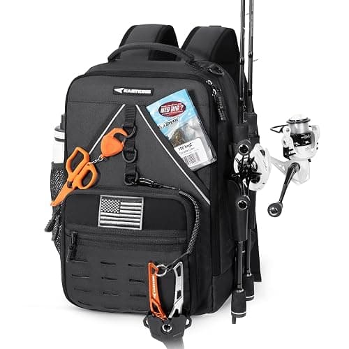 KastKing KarryAll KastMate Fishing Tackle Backpack,Water-Resistant Tackle Bag With 2 Rod Holders,Fishing Gear and Equipment With Large Gear Storage,Black - Image 1