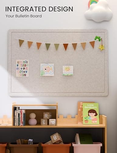 Fluxynara Bulletin Board, 23.6" x 17.5" Cork Board Alternative with 12 Safe Removable Adhesive Tabs, Foldable Felt Pin Board for Home Office, Classroom, Bedroom,Entryway for Walls—Oatmeal thumbnail 6