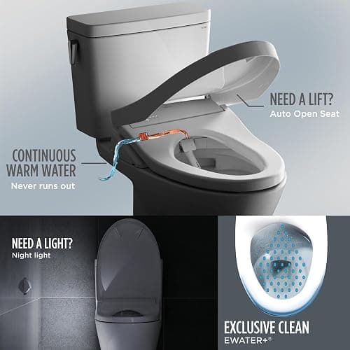 TOTO® WASHLET®+ S7A Electronic Bidet Toilet Seat with EWATER+® Bowl and Wand Cleaning, Auto Open and Close Contemporary Lid, Elongated, Cotton White - SW4736AT40#01 thumbnail 5