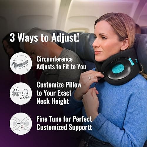 Cabeau Travel Pillow for Long Flights – Evolution X - Memory Foam Neck Support - Comfort On-The-Go for Airplane, Train, and Car (Turquoise) with Evolution X Travel Bag - Black thumbnail 6