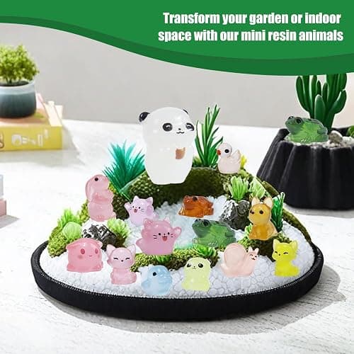 150 Pcs 1inch Luminous Mini Resin Animals Bulk, Figures Glow in The Dark, Tiny Miniature Resin Animals for Creative Crafts Ornaments, Fairy Gardens Decor and Dollhouse Hide Accessories thumbnail 5