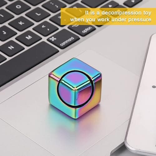 QLKUNLA Fidget Cube Spinner Anti-Anxiety Focusing Fidget Toys EDC Fidgets Spinner 4-in-1 Toy Metallic Focus Toy Cube Finger Top Desktop ADHD Stress Relieve Toys for Kids and Adults (Rainblow) thumbnail 6