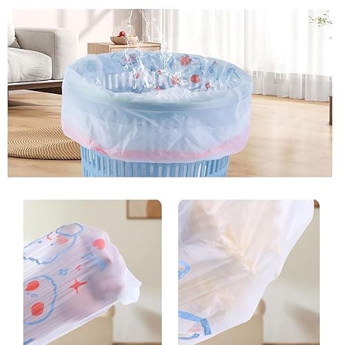 150 Count 4 Gallon Trash Bags - Drawstring small trash Bags 1.1mil Thick for Bathroom, Kitchen, Bedroom, Office Toilet Home (White-pink, 150Counts) thumbnail 7