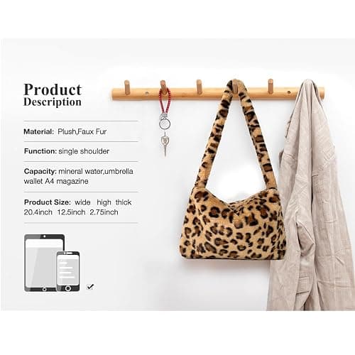 Fuzzy Tote Bag Y2K Fluffy Shoulder Bag Women Furry Purse Large Cute Plush Bag Ladies Faux Fur Bag for Autumn and Winter thumbnail 3