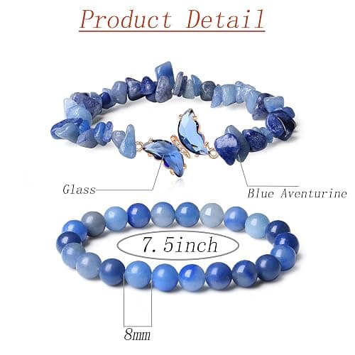 DUQGUHO 2Pcs Butterfly Bracelets for Women Healing Crystals Bracelets for Women Natural Gemstone Bead Bracelet Cute Butterfly Charm Bracelet Stretch 8mm Crystal Jewelry Gifts for Women thumbnail 6