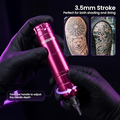 Wormhole Tattoo Kit for Beginners Complete Rotary Tattoo Machine Kit WTK104 | 11PCS Tattoo Ink, Dual Protection Uninterrupted Power Set, 10PCS Tattoo Needles, Aluminum Alloy Tattoo Pen, Practice Kit thumbnail 4