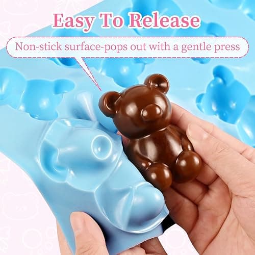 Bear Silicone Mold, 2 Pcs Bear Chocolate Mold 16 Cavity Teddy Bear Silicone Molds for Chocolate, Candy, Ice Cubes, Jello, Jelly, Cake Decorations, Soaps thumbnail 6