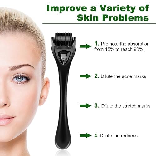 URAQT Dermaroller Microagujas, 1.5mm Rodillo Derma para Cara y Cuerpo, Rodillos Facial de Titanio Microagujas, Herramientas de Aseo para Anti-Edad, Eliminación de Cicatrices Acne, Poro Contractivo thumbnail 4