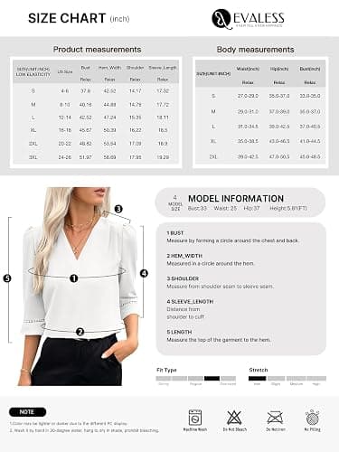 EVALESS Women's 3/4 Sleeve Tops Dressy Casual Pleated V Neck Business Work Blouses Office Shirts thumbnail 7