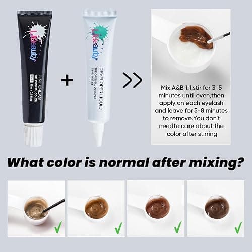 Libeauty Lash Tint Kit with Reusable Dolphin Eye Mask, Eyebrow Tint Kit Black, Large Capacity Eyelash Tint for Salon and Home,15ML thumbnail 7