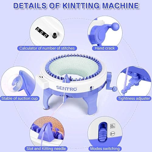 BZVV Knitting Machine for SENTRO 48 Needles Smart Knitting Crochet Machine with Row Counter for Adults and Beginners, Knitting Board Rotating Double Loom thumbnail 4