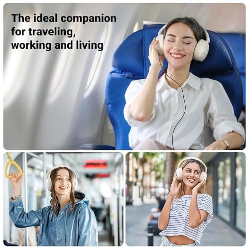 Edifier V80 Hybrid Active Noise Cancelling Headphones, True Wireless Over Ear Bluetooth Headset with 45H Playtime Hi-Res Audio Fast Charging Multipoint Connection for Travel Home Office - Ivory thumbnail 6