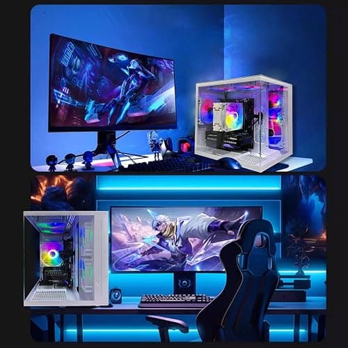 suevery Desktop Computers,32G RAM,1TB NVMe SSD,Core i5-12400F,RTX 3050 6G,Prebuilt Gaming PC,Tower Computer Gamer,Work,VR,4K,Home and Business WiFi 6 White thumbnail 6