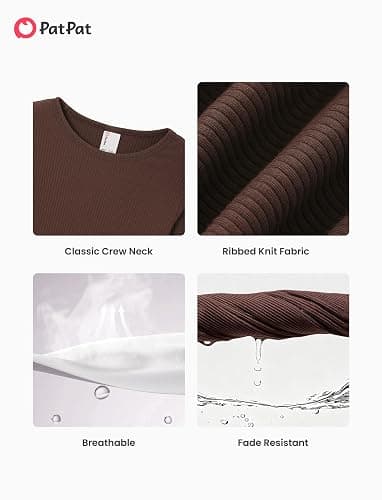 PATPAT Girls Long Sleeve Shirt Ribbed Slim Fit Basic Dressy Tops Tees 5-16Y | Soft Cotton, Classic Crew Neck, Solid Color, knitted Stretchy Fabric, Year-Round Style, Breathable, Casual/School/Vacation thumbnail 6