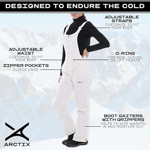 Arctix Women's Essential Insulated Ski Bibs, Water Resistant Snow Pants for Skiing & Snowboarding thumbnail 4