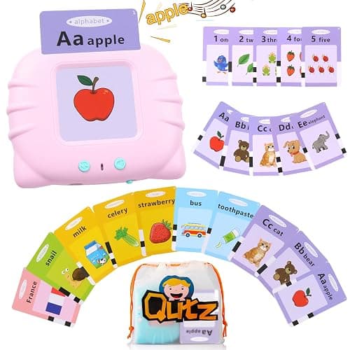QuTZ ABC Learning Flash Cards for Toddlers 2-4, Autism Toys, Speech Therapy Educational Talking Sight Words Kindergarten Boys and Girls, 248 Pink - 248 Words Pink (NEW abc+123) - Image 1