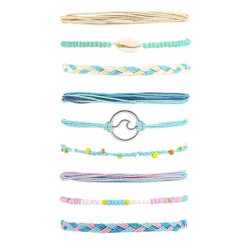 GFLPO Surfer Wave Bracelets for Teen Girls Summer Beach Bracelets Handmade Braided Rope Friendship Bracelets Boho Adjustable Waterproof Bracelets for Women Beach Jewelry for Women - Image 1