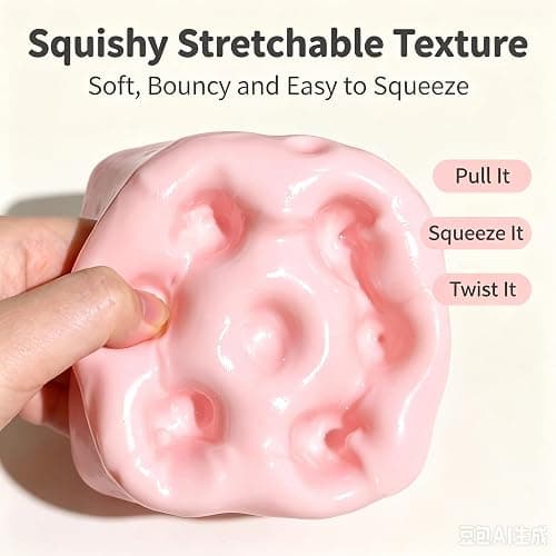 Crunchy Cheese Squishy Asmr Bead Filled, Pink Cheese Squishy - Squeeze Luck Cheese Squishies Skin Soft (Pink) thumbnail 3