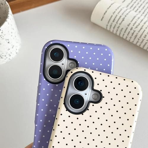 Sayoaho Compatible with iPhone 17 Case, Fashion Cute Polka Dot Pattern Aesthetic Design for Women, Soft TPU and Hard Back Shockproof Phone Case for iPhone 17 6.3 inch, Blue thumbnail 5