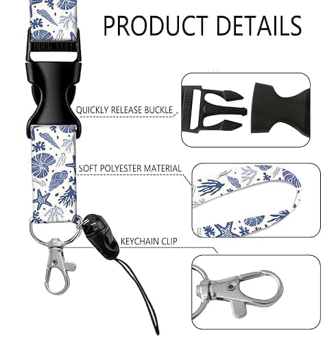 ID Badge Holder with Retractable Badge Reel Clip and Lanyard, Cute Card Name Tag Lanyard Vertical ID Protector Bage Clips for Nurse Doctor Teacher Student(Sea Shells Fossils Starfish) thumbnail 4
