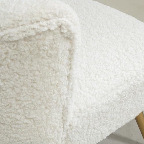 HOMCOM Armless Accent Chair for Bedroom, Upholstered Side Chairs for Living Room with Gold Steel Legs, Slipper Chair, White - White thumbnail 8