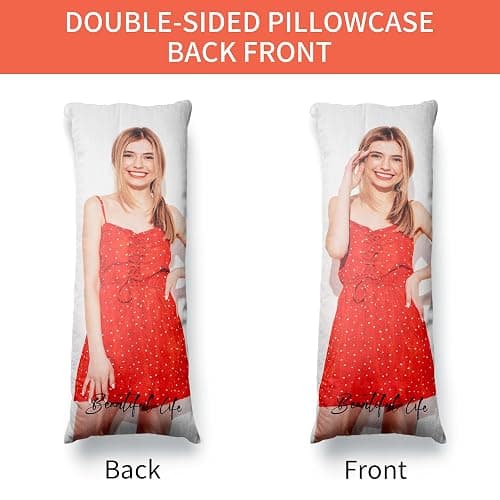 Easycosy Custom Body Pillow with Picture & Text 20"x54", Two-Sides Photo Pillowcase, Personalized Soft Skin-Friendly Long Pillow Cover with Photo, Custom Love Keepsake Gifts (No Pillow Insert) thumbnail 4
